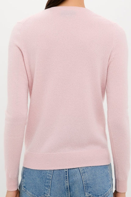 TUCKERNUCK Cashmere V Neck Sweater Soft Pink Long Sleeve Women's M