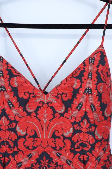 FREE PEOPLE Queen of Hearts Brocade Mini Dress Red and Black Women's 6