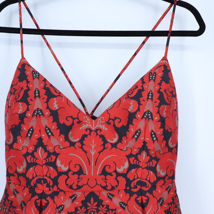 FREE PEOPLE Queen of Hearts Brocade Mini Dress Red and Black Women's 6