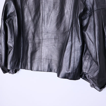 ST. JOHN Nappa Leather Jacket Dark Grey Silk Lined Half Sleeve Women's XL