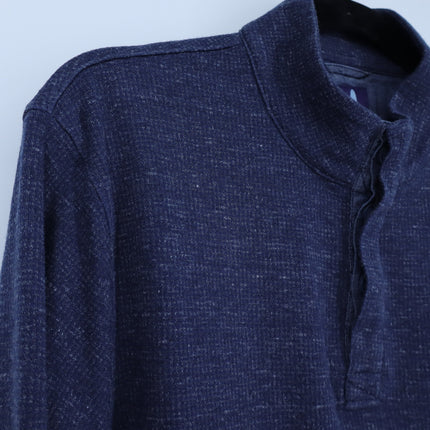 Johnnie-O Baker Henley Pullover Sweater Wake Blue Long Sleeve Men's M
