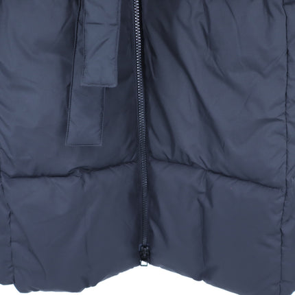 J. Crew Long Belted Puffer Coat Black Hooded Full Zip PrimaLoft Women's XXS