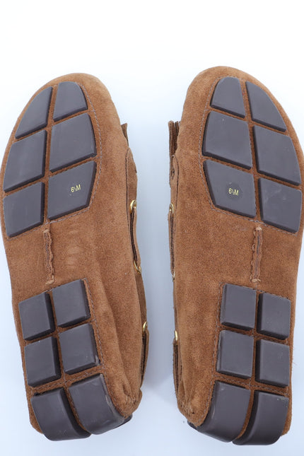 TORY BURCH Alexandra Suede Moccasin Loafers Brown Slip On Women's 6.5