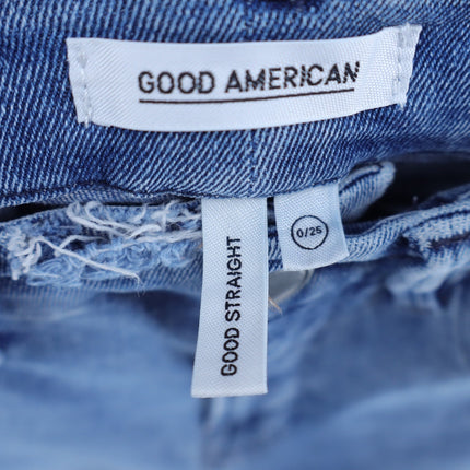 Good American Good Legs Straight Jeans Blue 449 Mid Rise Stretch Women's 0/25