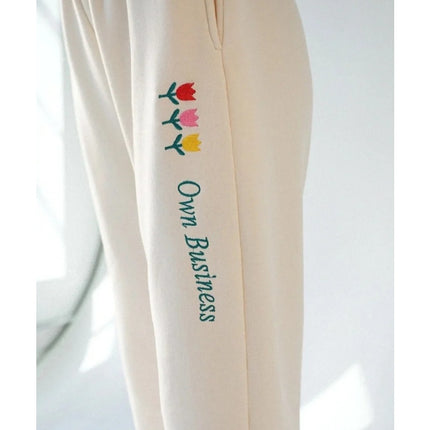 YLLW The Label Minding My Own Business Sweatpants Ivory NWT Pull On Women's XL