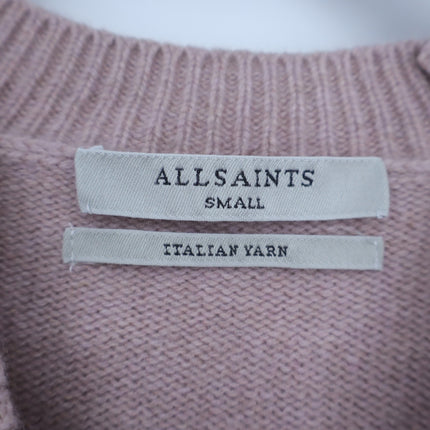 AllSaints Kiera Cashmere Crew Sweater Pashima Pink Distressed Pullover Women's S
