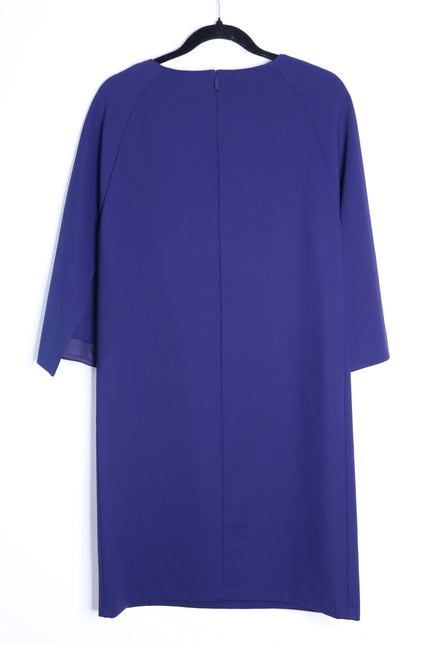 LAFAYETTE 148 Navy Blue Cape Dress Short Sleeve Round Neck Women's LP