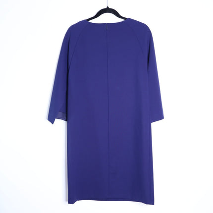 LAFAYETTE 148 Navy Blue Cape Dress Short Sleeve Round Neck Women's LP