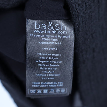 BA&SH Auxane Dress Black NWT Tweed Long Sleeve Button Back Mini Women's 4/US XL