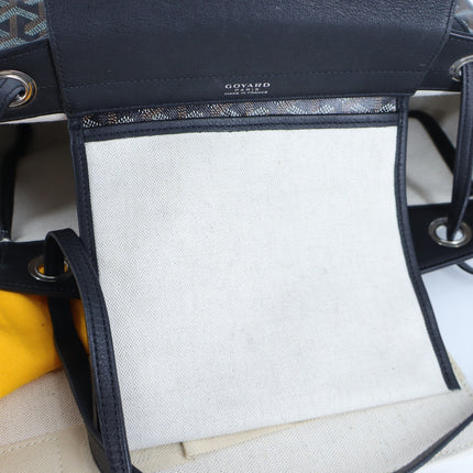 GOYARD Rouette Souple Shoulder Bag Black and Brown Coated Canvas Chevron