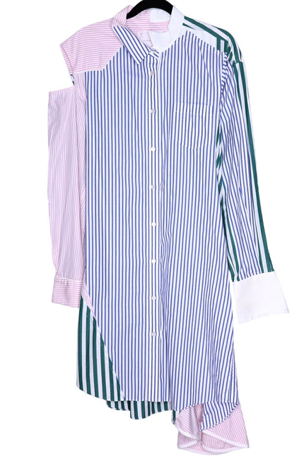 SACAI Asymmetric Patchwork Art-To-Wear Lagenlook Shirt Dress Women's 4/US 12
