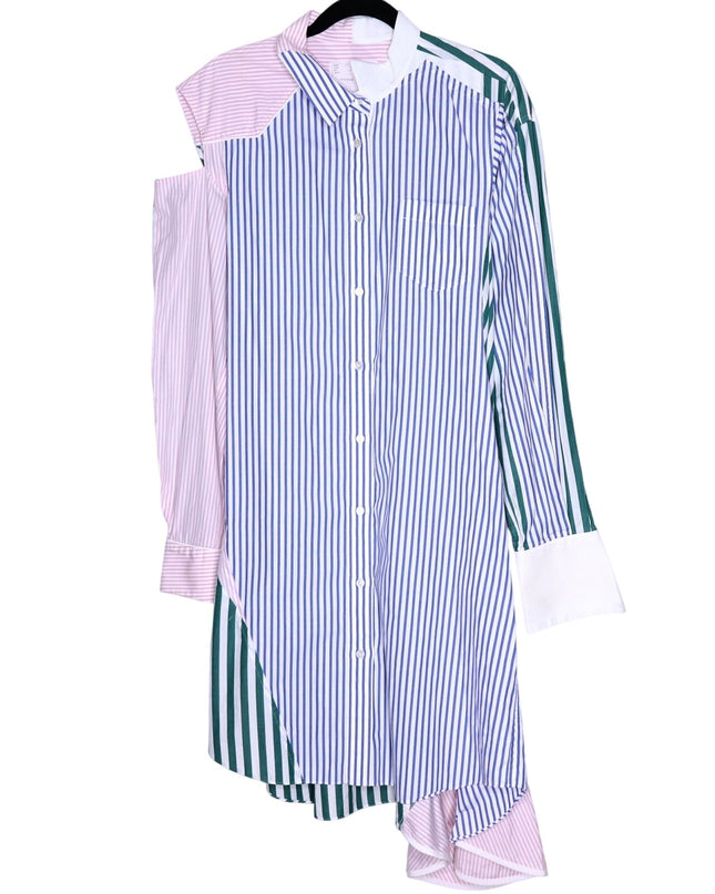 SACAI Asymmetric Patchwork Shirt Dress Art-To-Wear Lagenlook Women's 4/US 12