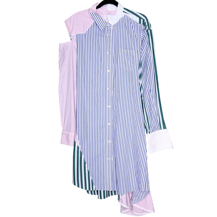 SACAI Asymmetric Patchwork Shirt Dress Art-To-Wear Lagenlook Women's 4/US 12