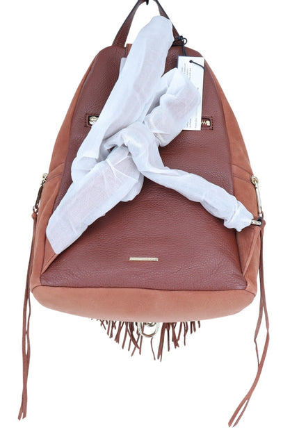 REBECCA MINKOFF Stevie Fringe Julian Backpack Whiskey Brown NWT Leather Bag