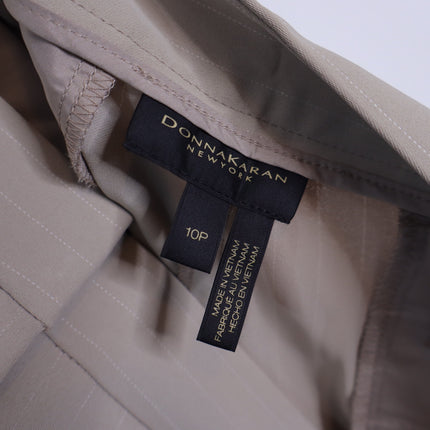 DONNA KARAN Pinstripe Wide Leg Dress Pants NWT Cobblestone Cream Women's 10P