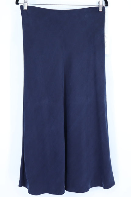 FIFTEEN TWENTY Bias Cut Midi Skirt Navy Blue NWT Pull On Women's M