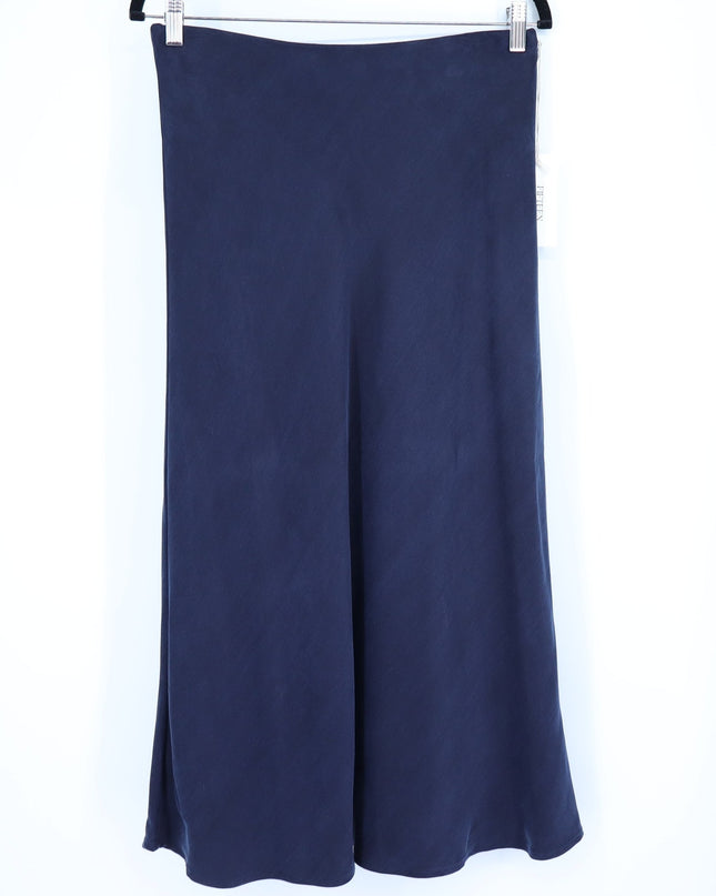 FIFTEEN TWENTY Bias Cut Midi Skirt Navy Blue NWT Pull On Women's M
