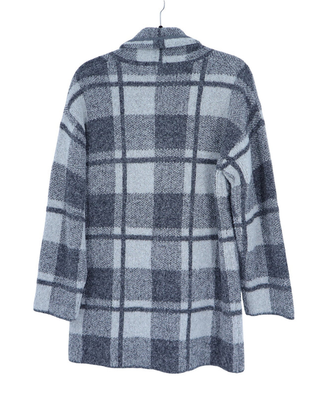Margaret O'Leary Knits Plaid Sweater Jacket Gray Two Button Wool Women's XS