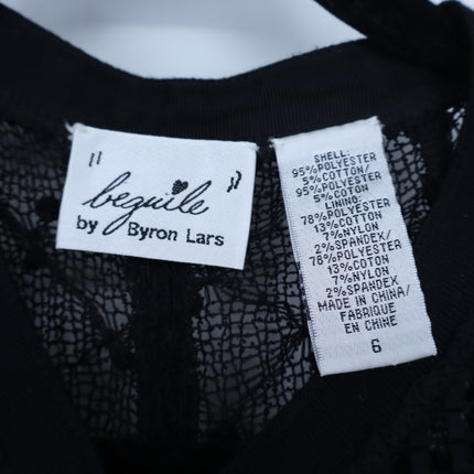 BEGUILE BY BYRON LARS Mona Lace Dress Black Sheath Long Sleeve Women's 6