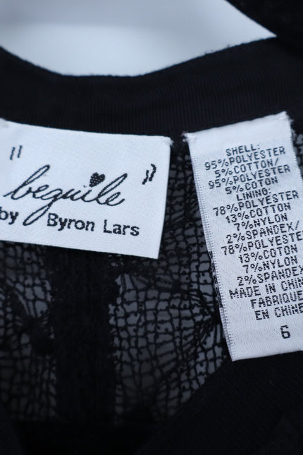 BEGUILE BY BYRON LARS Mona Lace Dress Black Sheath Long Sleeve Women's 6