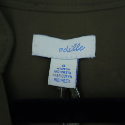Odille Facile Camp Shirt Olive Green Belted Popover Tunic Long Sleeve Women's 4