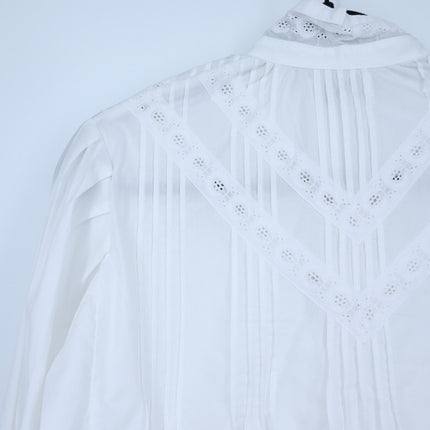 Mille Georgina Top White NWT Lace Button Front Long Sleeve Blouse Women's XS