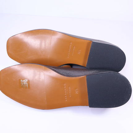 CLERGERIE Olympia Leather Smoking Loafers Pewter Metallic Flats Women's 39.5
