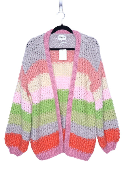 FRNCH NEW Lobelia Cardigan Pink Watermelon Oversized Chunky Knit Women's S/M