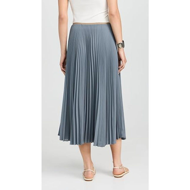 Vince Draped Pleated Midi Skirt Grey Lake Stone Accordion Pull On Midi Women's 4