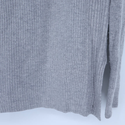 Vince Side Zip Ribbed Pullover Sweater Gray Cowl Neck Cashmere Wool Women's S