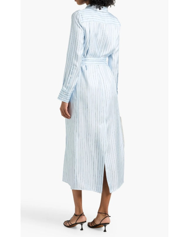 Proenza Schouler Hannah Dress Light Blue Stripe Silk Button Down Midi Women's 10