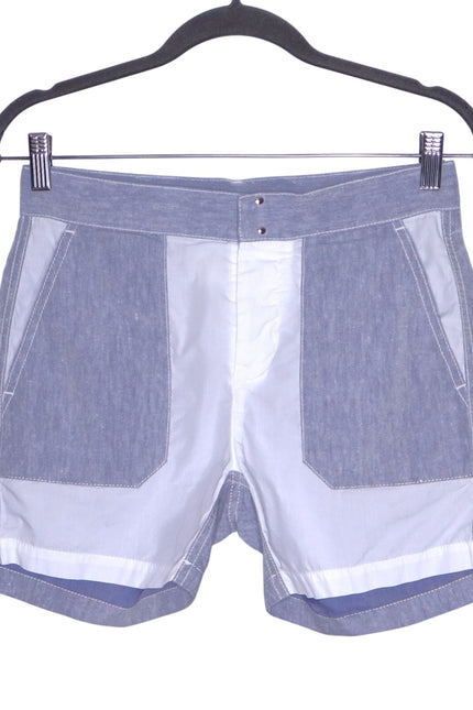 MAISON MARTIN MARGIELA MM6 Patchwork Linen Shorts Blue Casual Women's 38/US 6