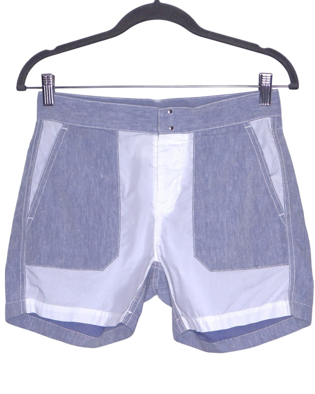MAISON MARTIN MARGIELA MM6 Patchwork Linen Shorts Blue Casual Women's 38/US 6
