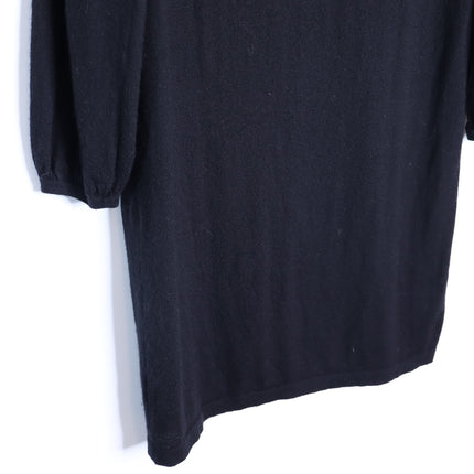 NAKED CASHMERE Long Sleeve Sweater Dress Black Shift Tassel Tie Women's M
