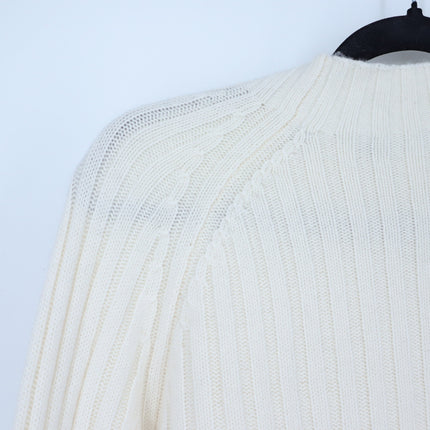 Vince Button Cuff Sweater Ivory Cashmere Wool Mock Neck Pullover Women's M