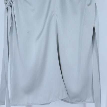 Helmut Lang Silk Sleeveless Blouse Silver Ruched Armhole Lightweight Women's S