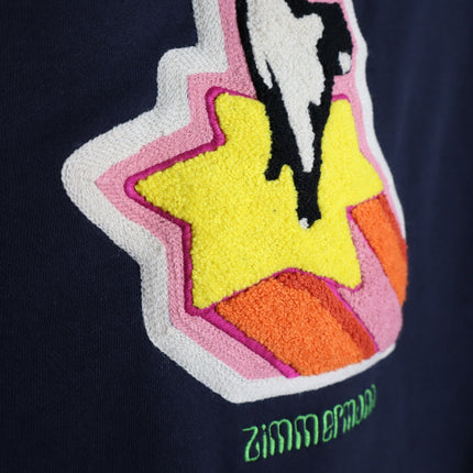 ZIMMERMANN Starcat Embroidered Sweatshirt Navy Pullover Terry Women's 3/US 10