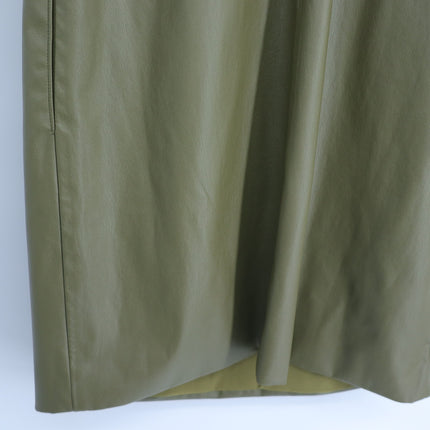 Trina Turk Twin Falls Mini Dress Olive Green Faux Leather Ruffle Neck Women's S