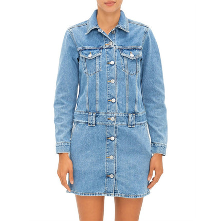 GANNI Washed Denim Long Sleeve Mini Dress Indigo Long Sleeve Women's 36/ US 4