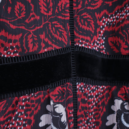 Ted Baker Alexxei Blouse Ladder and Velvet Trim Red Black Long Sleeve Women's 2