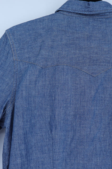 RALPH LAUREN RRL Buffalo Denim Western Shirt Blue Collared Long Sleeve Women's 4