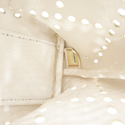Chanel 2003 Perforated Caviar Leather Tote Bag White with Amber Chain y2k