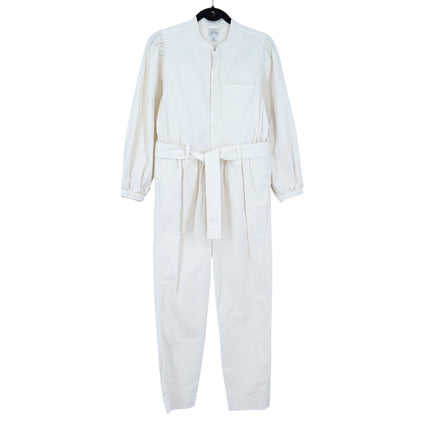 J. Crew Puff Sleeve Chino Jumpsuit Off White Belted Long Sleeve Women's 4