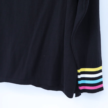 Angel Striped Button Cardigan Sweater Black NWT Multicolor Long Sleeve Women's L