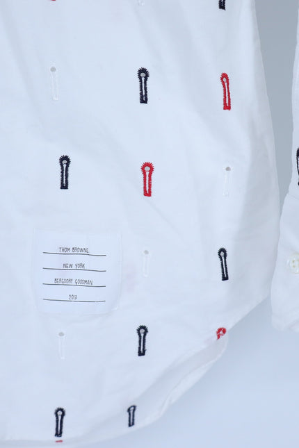 THOM BROWNE Embroidered Button Down Shirt White Long Sleeve Women's 1/US S