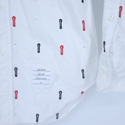 THOM BROWNE Embroidered Button Down Shirt White Long Sleeve Women's 1/US S