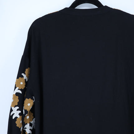 SEZANE Blandina Dress Black and Floral Ecru Embroidery Women's 40/US 8