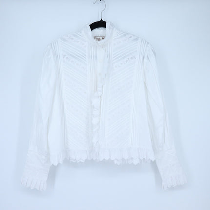 Mille Georgina Top White NWT Lace Button Front Long Sleeve Blouse Women's XS