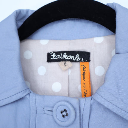 Taikonhu Belted Cotton Jacket Dusty Blue Y2K Waist Length Long Sleeve Women's 2