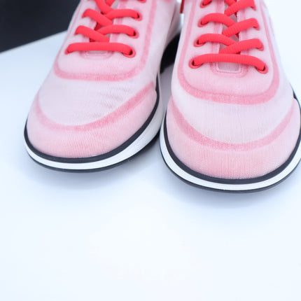 CHANEL Red White Mesh Sneakers NIB Tennis Trainers Active Women's 38/US 7.5